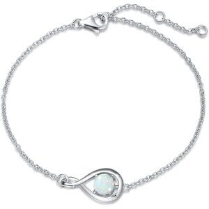 925 Sterling Silver October Birthstone Infinity Love Bracelet for Women, Adjusta